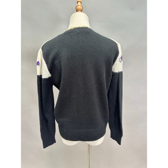 Vintage Jaclyn Smith Floral Embroidered Sweater Bold 80s Statement Size Large - Picture 13 of 16